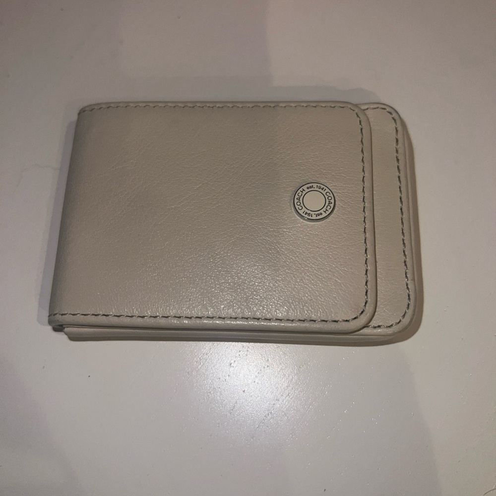 Coach Cream Leather Money Clip Card Holder